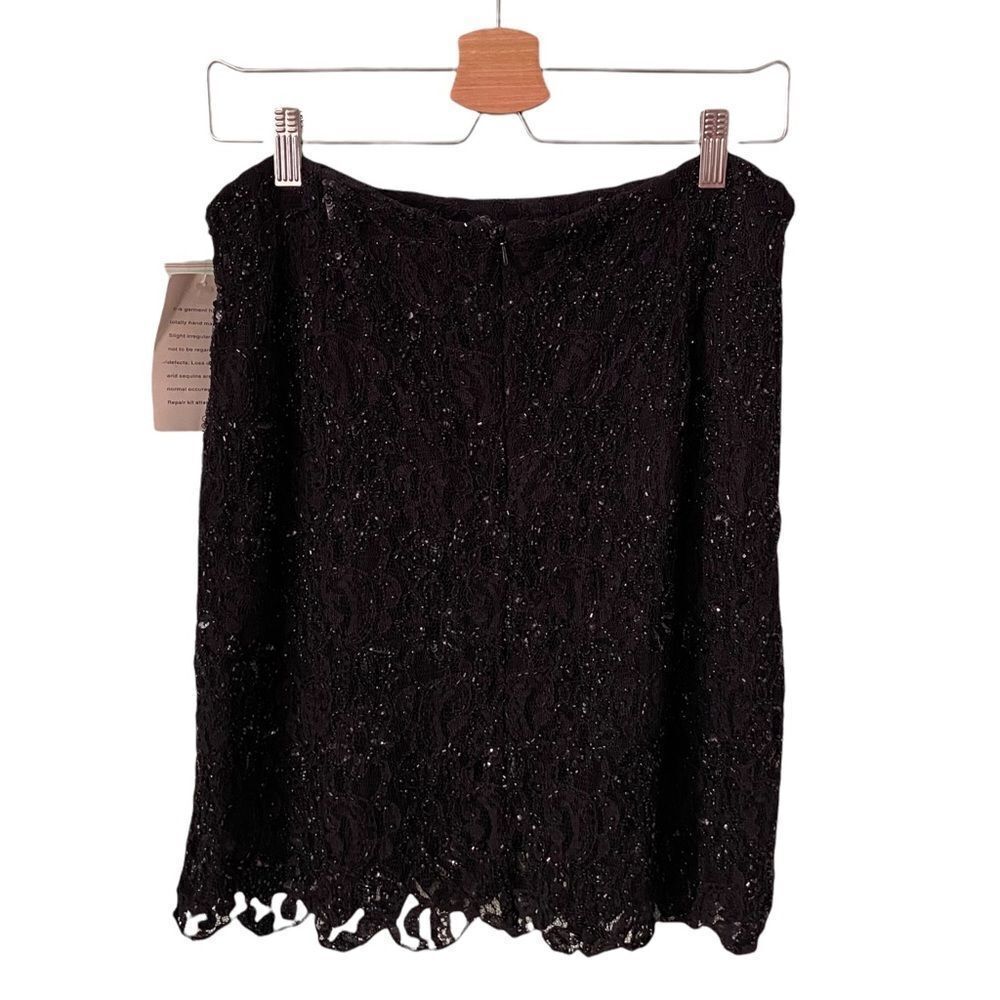 NWT INC International Concepts Petite Handmade Black Sequins Mini Skirt in 12P - Picture 2 of 6